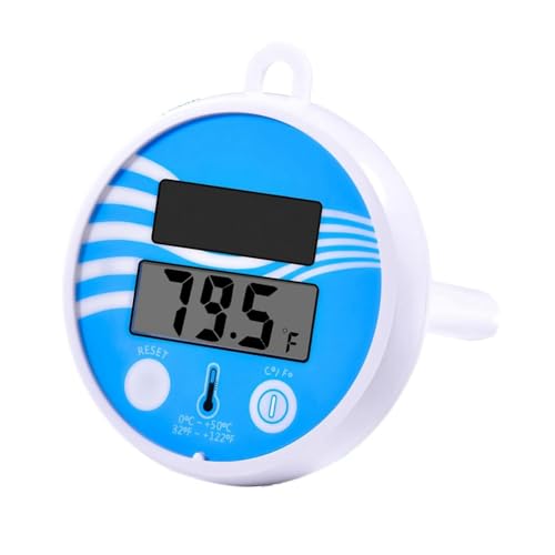 Pasuihcay Floating Pool Thermometer Wireless - Swimming Pool Temperature Thermometer Easy Read, Solar Digital Pool Thermometer, White