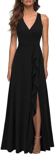 WOOSEA Women's Deep V Neck Sexy Split Evening Cocktail Party Maxi...