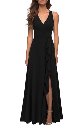 WOOSEA Women's Deep V Neck Sexy Split Evening Cocktail Party