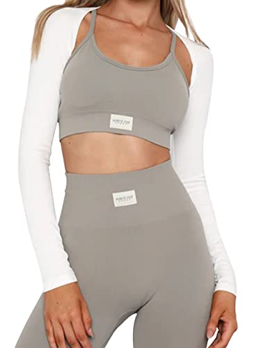 MISSACTIVER Women's Long Sleeve Ribbed Knit Bolero Shrug Crop Top Sexy Backless Open Front Cropped Shawl Cardigan 90s E-Girls