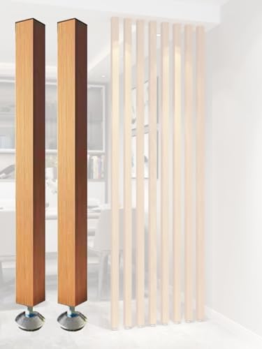 ZAQYCM Wood Slat Room Dividers Floor to Ceiling, 8 7 6 5 4 3 Feet Tall Wall Partition Screen Post for Office, Stairway, Lofts and Porch, Modern Living Room Decorative Panel(2 Pack,75cm/29.5in/2.46ft)