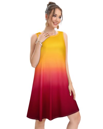 Image of elescat Women's Summer Dresses Casual Sleeveless Loose Sundress with Pocket