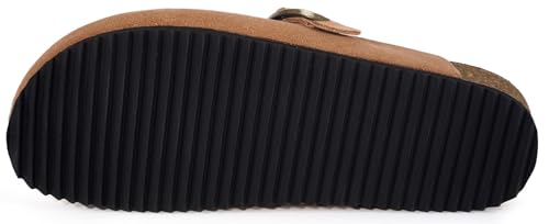 Image of Genuine Suede Clogs Womens Mens Cork Footbed Sandals Potato Shoes | Unisex Suede Leather Mules ,Arch Support,Adjustable Metal Buckle,Cork and Rubber,Wonderful Quality
