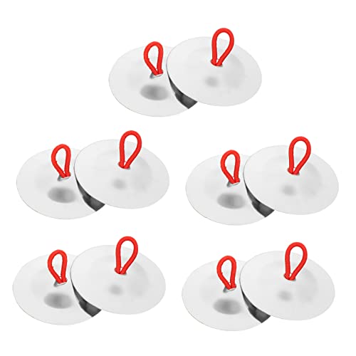Toddmomy Stainless Steel Finger Cymbals 5 Pairs Hand Instruments for Boys and Girls Music Training