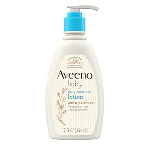 Aveeno Baby Daily Moisture Body Lotion for Sensitive Skin, Hypoallergenic Moisturizing Baby Lotion with Nourishing Oatmeal to Deeply Moisturize Baby’s Skin, Fragrance-Free, 12 fl. oz