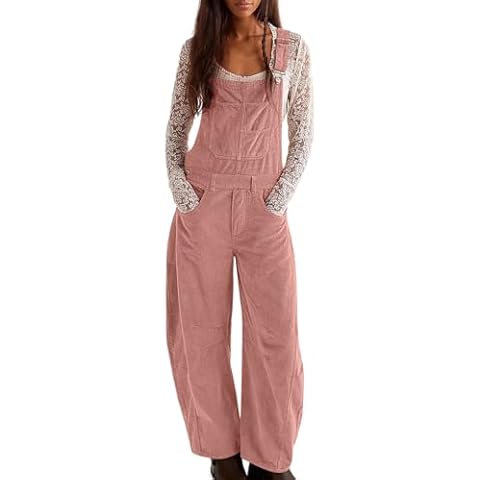 Women's Adjustable Corduroy Dungarees with Pockets Cover