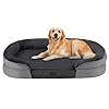Dwanton Orthopedic Dog Bed for Large Dogs with Gel Memory Foam, Waterproof Dog Sofa, Washable Pet Bed with Four Sided Bolster Cushion, Removable Cover & Non-Slip Bottom, 42″, Dark Gray