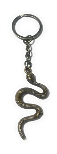 FizzyButton Gifts Snake Charm Keyring Key Ring with Bronze Tone Keychain