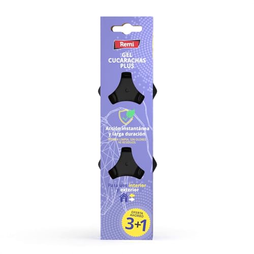 Remi Hogar Defens Gel Cucarachas | Pack 4 Trampas Insecticida Cucarachas | Cebo en Gel Listo para Usar | Elimina Cucarachas y el Nido | Uso Interior y Exterior | Alta eficacia | Sin olores