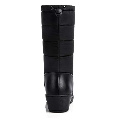 VOKLIN Women's Winter Mid Calf Snow Boots Waterproof Rain Fur Lined Elastic Platform Cold Weather Snow Boot3