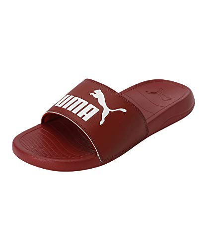 Image of PUMA Unisex Adult Popcat 20 Slide Sandal, Red Dahlia White, 3 UK