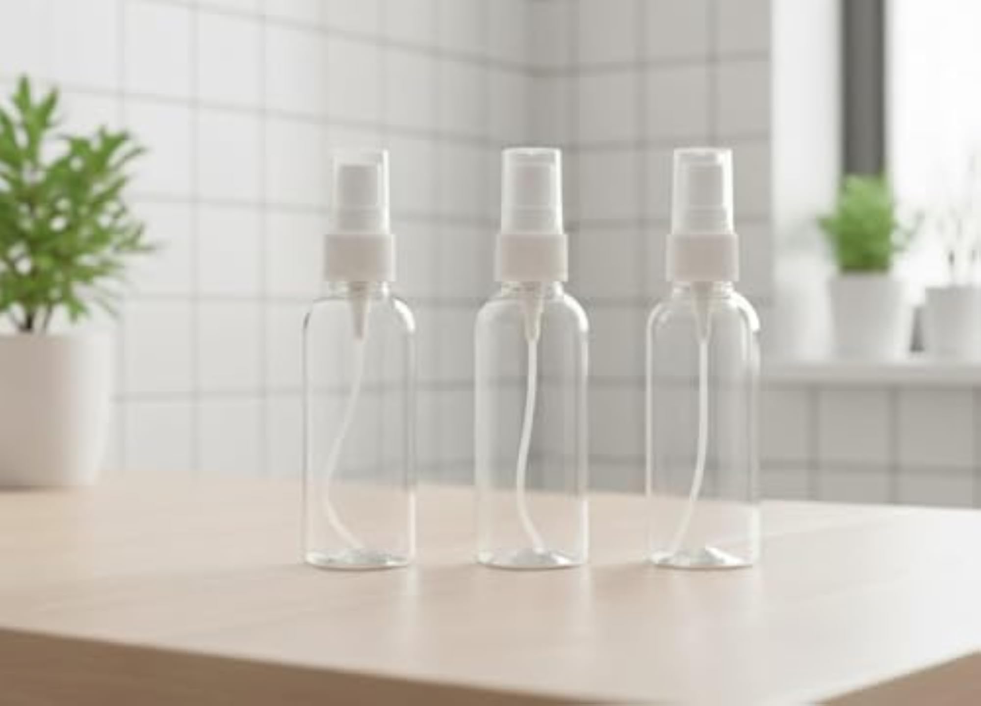 Set of 3 Clear Plastic Mist Sprayer Bottles, 100ml