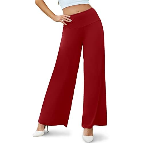 Arolina Women's Stretchy Wide Leg Palazzo Lounge Pants Casual Comfy High Waist Palazzo Pants Small Burgundy