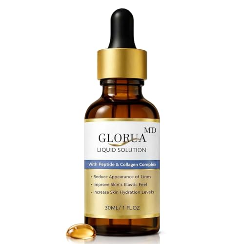 Official GlouraMD Liquid Solution, Gloramd Face Lifting Serum with Peptide & Collagen, Firming & Moisturizing Skin Care for Smoother, Elastic Looking Skin