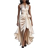 Vestidos De Fiesta Mujer Elegantes - Vestidos Elegantes Mujer Elegante Largo Ropa Boda Invitada Moda Manga Larga Sexy Vestido Casual Slim Fit Cena Empresa Primavera Otoño Dress Beis M