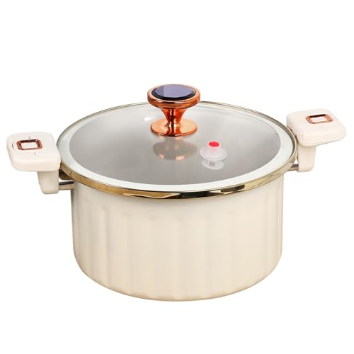 POTA ENAMELA 5L COABRA MICRO Presión antiadherente con bote de caldo a prueba de derrame de bloqueo con cerradura segura Pot de stock con tapa de sellado de silicona Pot para cocinar blancos, stock d