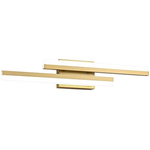 Image of PRESDE 24 inch LED Bathroom Vanity Light Fixtures, Modern Brushed Gold Bathroom Lighting Bar Fixture Over Mirror Dimmable