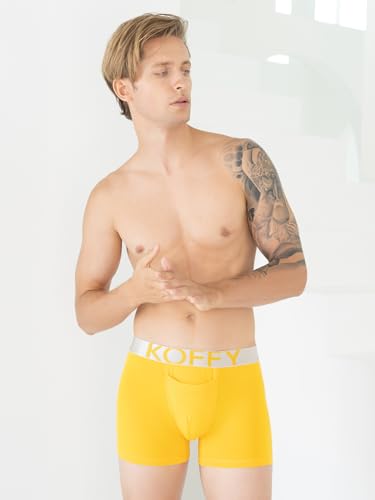 Image of KOFFY Men's Malleable Cotton Lycra Long Trunk with Minus Cutting Pouch I Wrinkle Free I Moisture Wicking Technology