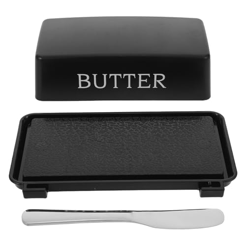 DECORNIJIA Contenitore Ermetico in Plastica con Coltello, Contenitore per Crema da Frigorifero e Porta Crema da Banco con Coperchio, per Cucina Domestica e Conservazione in Frigorifero