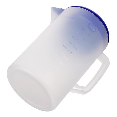 AUTSUPPL Jarra De Plástico Frosted 5 Litros Con Tapa Hermética, Asa Ergonómica y Marcas De Medición Esmeriladas, Multifuncional Para Bebidas Frías y Calientes, Adecuado Para Restaurantes y Uso Comedor