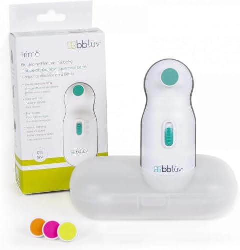 Image of bblüv - Trimö - Electric Nail Clippers for Newborn Baby up to Toddler | 0 to 12 Months, + 2 Speed Switch, Gentle and Quiet Fingernail and Toenail Clippers, Carrying Case Included