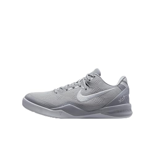 Kobe 8 Big Kids' Basketball Shoes (FN0266-003, Wolf Grey/Wolf Grey/White) Size 5