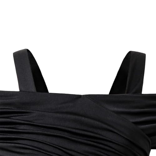 Girls' Wrap Tiered Dress Off Shoulder Cotton Ruched Layer Flared Dress Birthday Graduation Party Dresses3