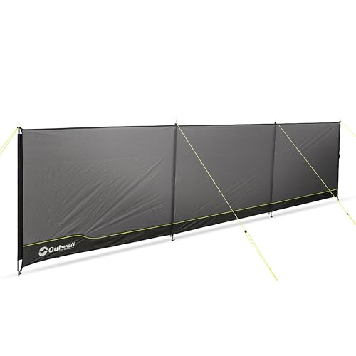 Outwell Camping Windbreak - 5m x 1.25m Steel Pole Windscreen Privacy Shelter for Tent Caravan Awning Beach Garden with Luminous Guy Lines, Ground Spikes & Carry Bag (Grey) - Image 4