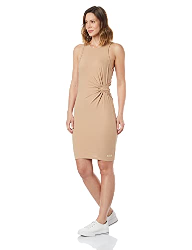 Colcci Fitness Vestido Curto Canelado feminino, G, Bege Trancoso