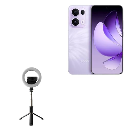 BoxWave Stand and Mount Compatible with Oppo Reno13 Pro - RingLight SelfiePod, Selfie Stick Extendable Arm with Ring Light - Jet Black