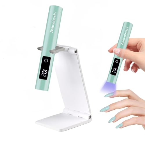Asimebesty Lampe UV Ongles Gel, Mini Lampe UV LED Portable Rechargeable 3W, Séchoir à Ongles Ultra Rapide avec Support, Petite Lampe UV Ongles pour Gel Pose Americaine, Vernis Semi Permanent Vert