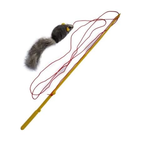 fishing pole cat toy real rabbit fur mouse cat toy
