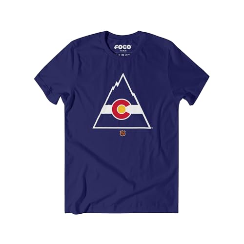 Colorado Rockies NHL Mens 1976 Retro Logo T-Shirt - Team Navy - XL