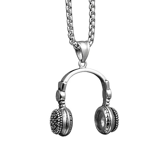 Collier casque de musique pendentif long punk rock masculin