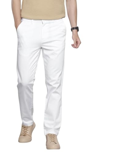 Image of The Indian Garage Co Men Regular Fit Solid Mid-Rise Stretchable Chinos