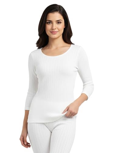 Image of Lux Cozi HEATEK Women's Ultra Soft Cotton 3 /4th Sleeves Thermal Top | Enhanced Flexibility | Deep Neck Ideal for Layering | Pack of 1