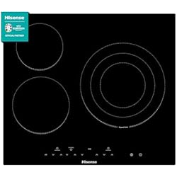 Vitrocerámica Schott Ceran Precio Hisense E6322C - Placa Vitrocerámica, 3 Zonas, 1 Con Foco Gigante 30 cm, Triple Corona, Bloqueo Infantil, Resistente a Los Arañazos, Terminación Biselada, Black, 60 Centimeters