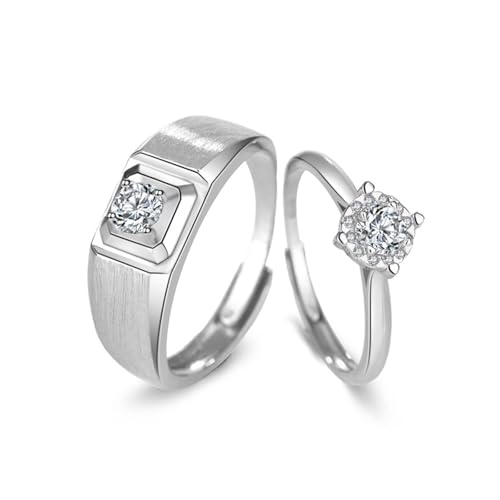 Bague fiançailles femme argent 925 réglable gravure couple rond