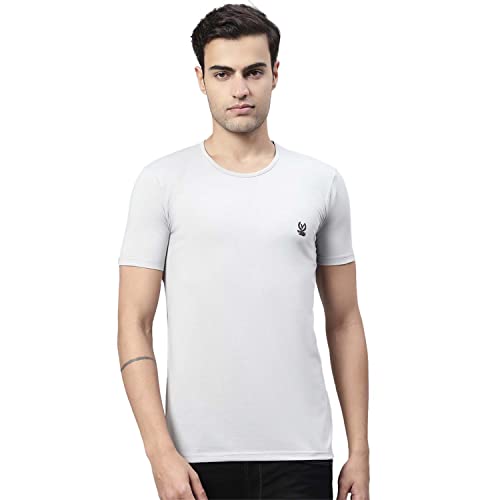 Image of Mack Jonney Men Round Neck Cotton Solid Regular Fit T-Shirt-T Anthraa 01-P