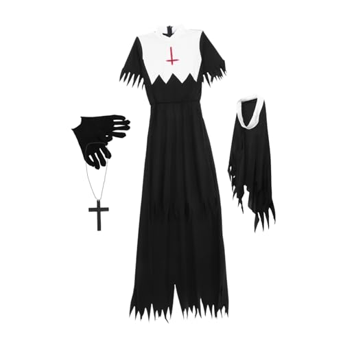 iplusmile 1 juego Disfraz de Halloween de Zombie para Mujeres Conjunto de Cosplay y Accesorios para para Eventos Temáticos y Fotografía Negro