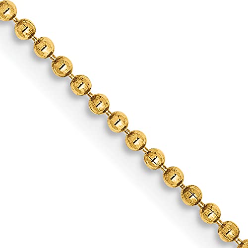 IceCarats 14K Solid Yellow Gold 1.2mm Beaded Ball Chain Necklace2