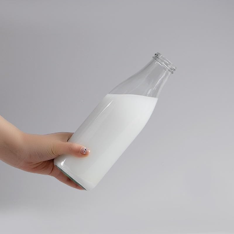 Image of Glassbunny Glass Water Bottle with Airtight Black Lid 1000ML Transparent Glass Bottle for Juices, Drinks, Milk, Shakes, Water Fridge Bottle for Home, Office, Gym, Travel,Leak Proof Pack of 8