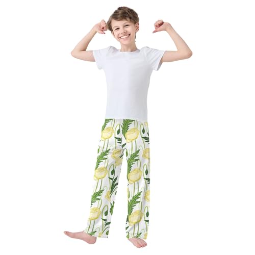 J JOYSAY Poppy Flower Foliage Ivory Pajamas Pants Soft Long Pajama Bottoms Lounge Sleep Pants Size S-XL3