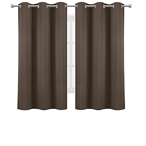Image of LEMOMO Chocolate Brown Blackout Curtains 42 x 63 Inch Length /Set of 2 Curtain Panels /Thermal Insulated Room Darkening Blackout Curtains for Bedroom