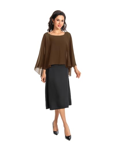 Image of Baoqiya Chiffon Capes Sheer Capelets Long Cape Poncho For Women Plus Size