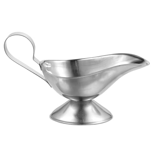 KICHOUSE 3pcs Tomato Sauce Pot Gravy Bowl Server Sauce Dispenser Milk Creamer Jug Gravy Jug Condiment Boat Restaurant Sauce Serving Bowl Juice Bucket Cups Gravy Pourer Ketchup Plate Silver