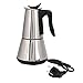 Elektryczny Moka Coffee Pot Espresso Włoska Ekspres do kawy 6 filiżanek Perkolator Coffeenek Elektryczny Ze Stali Nierdzewnej Klasyczny Cafe Maker Do biura domowego (Color : Silver)