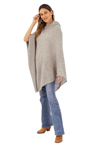 NOVICA Artisan Handmade Alpaca Blend Hooded Poncho Knit in Taupe from Peru Wool Clothing White Beige Solid ' Adventurous Style in Taupe'3