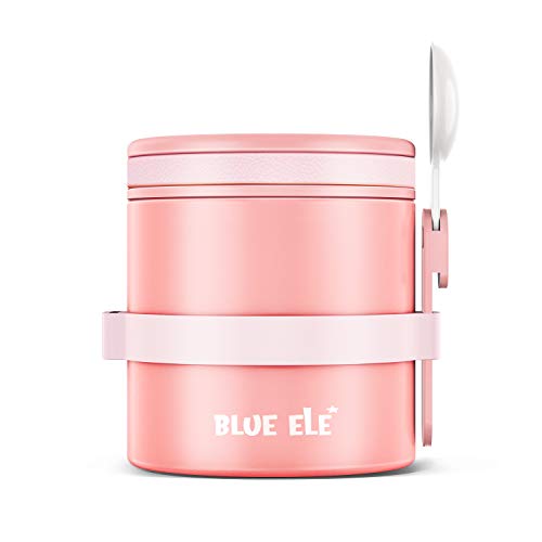 Blue Ele Leakproof, Vacuum Insulated Thermos Hot Lunch Containers with Ceramic-Coated Stainless Steel