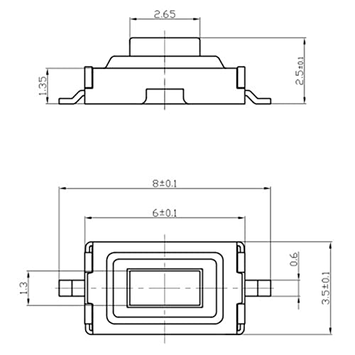 Interruptor táctil SMT 3x6x2,5 MM de 2 PIN y auto-reinicio momentáneo en lote de 50 unidades 5